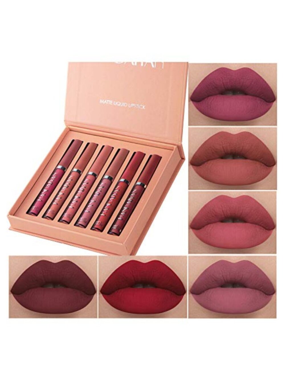 6pc Matte Liquid Lipstick Set Waterproof Long-Lasting High Pigment